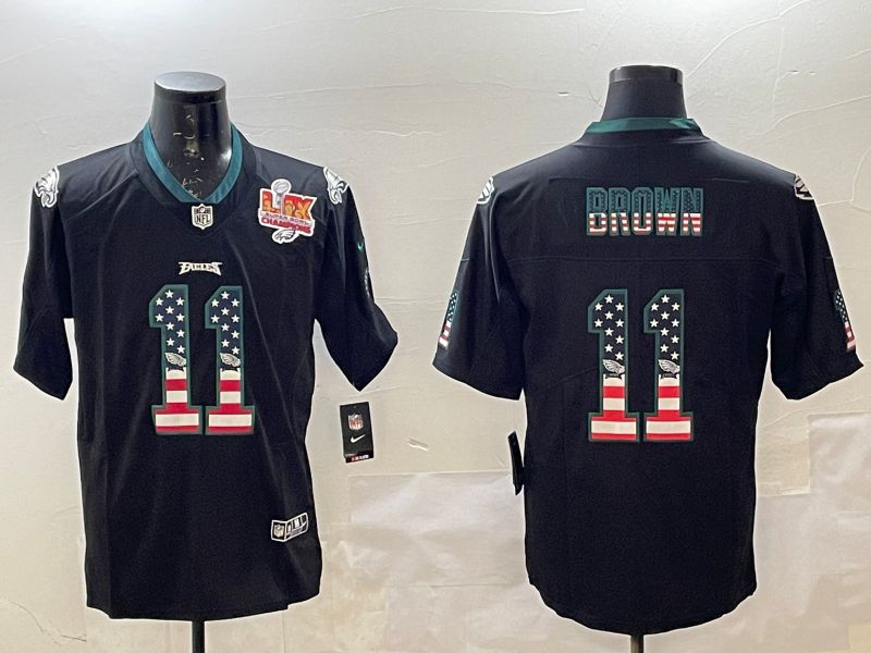 Men Philadelphia Eagles #11 Brown Black National Flag 2025 Nike Vapor Limited NFL Jersey style 2